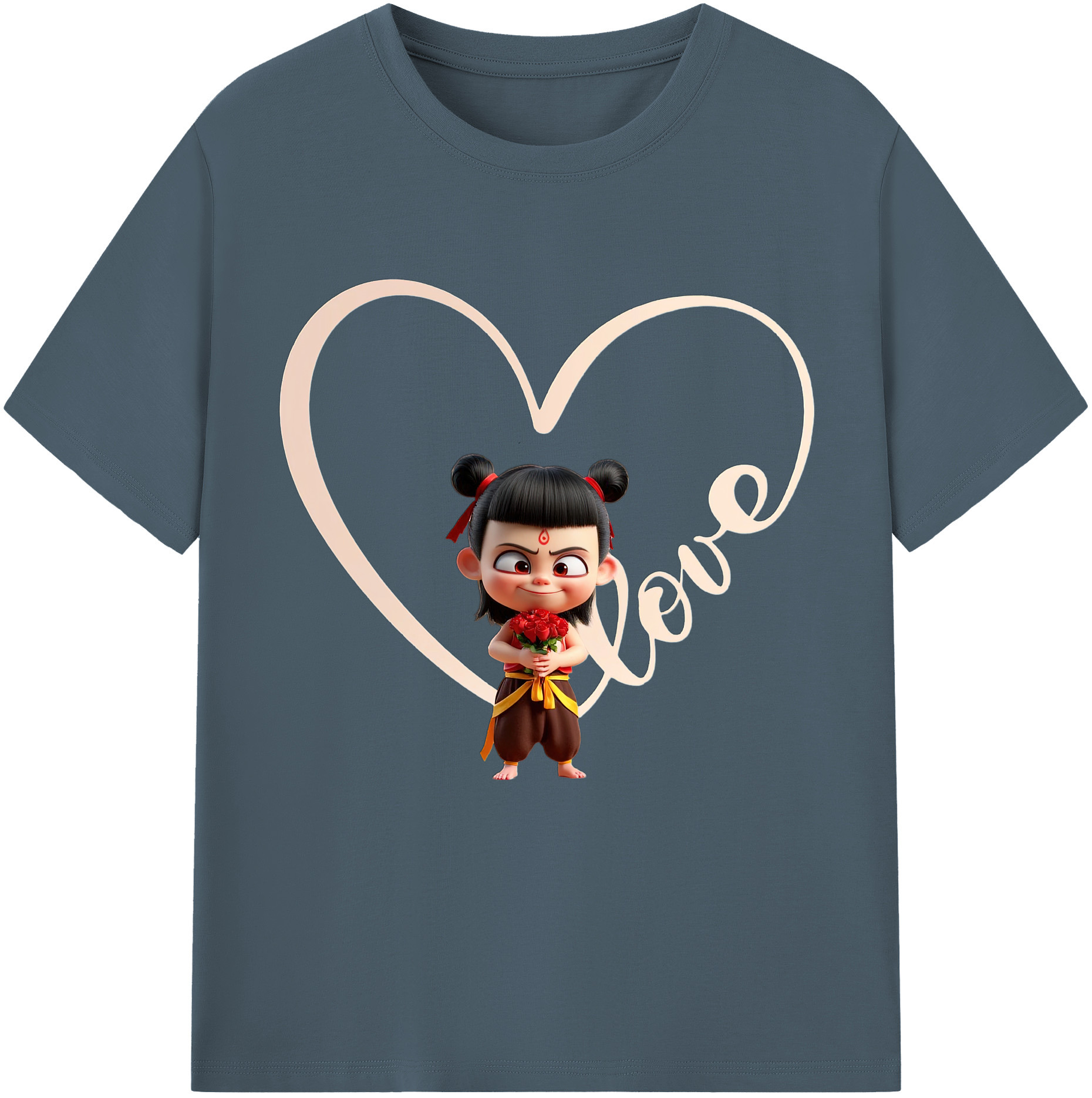 （画像用） Ne Zha 2 ナタ 魔童の大暴れ 綿100％半袖Tシャツ（フロントプリント）